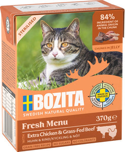 Bozita Katt Sterilised, Tetra Bitar i gelé kyckling/nöt 370 g